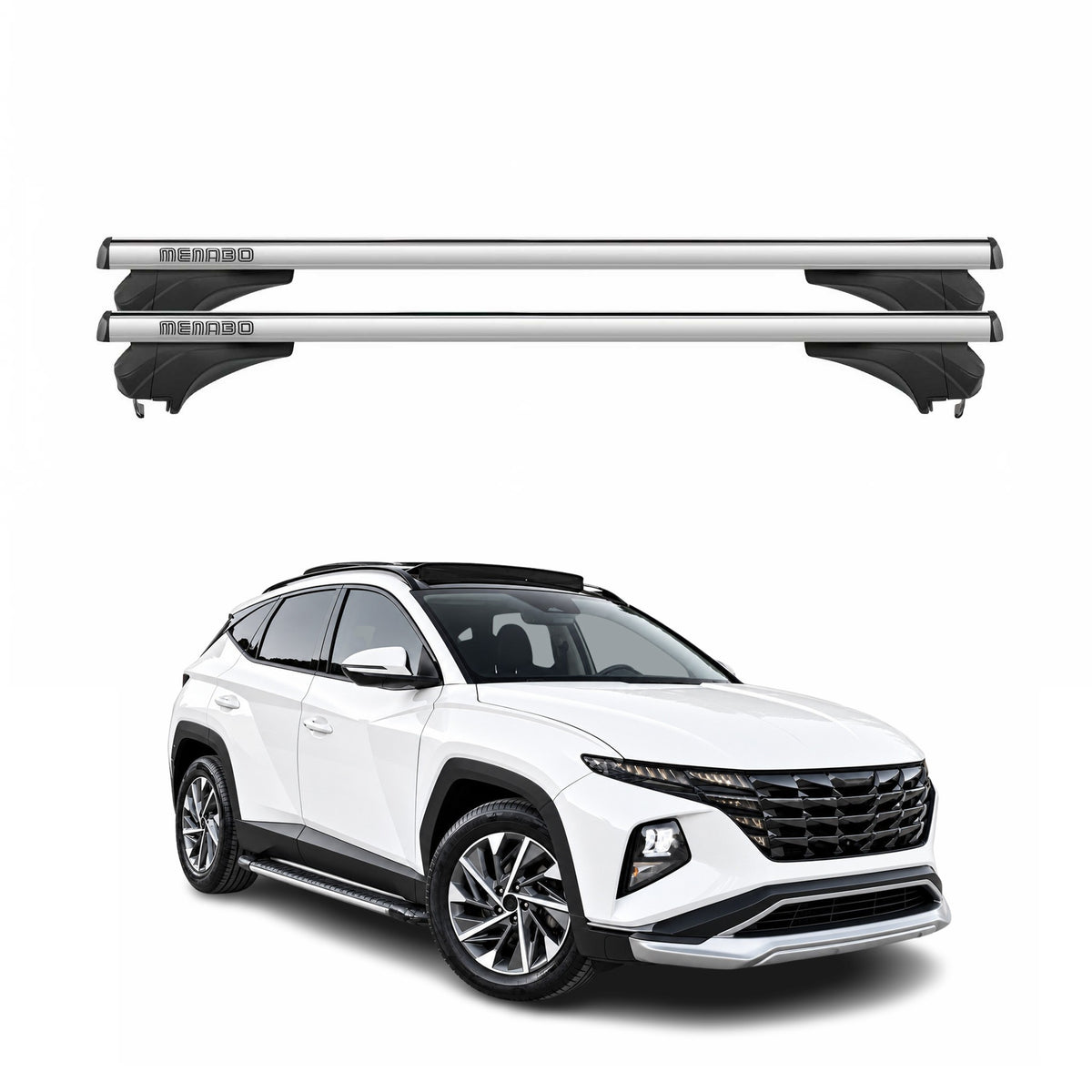 Menabo Dachträger Grundtäger für Hyundai Tucson NX4 2022-2026 Alu Silber 2 tlg