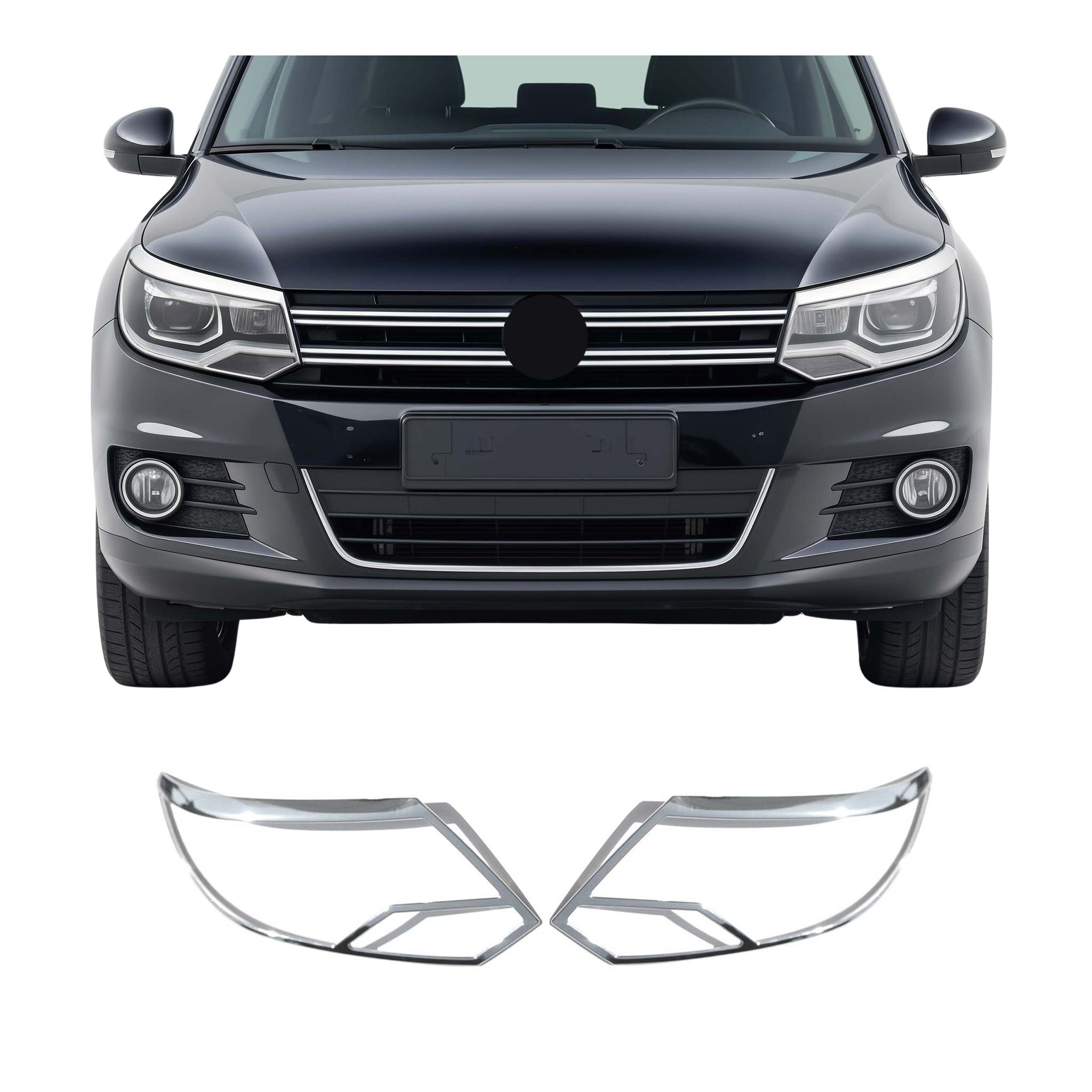 Scheinwerfer Leisten Scheinwerferblende für VW Tiguan 2011-2016 Chrom ABS 2tlg
