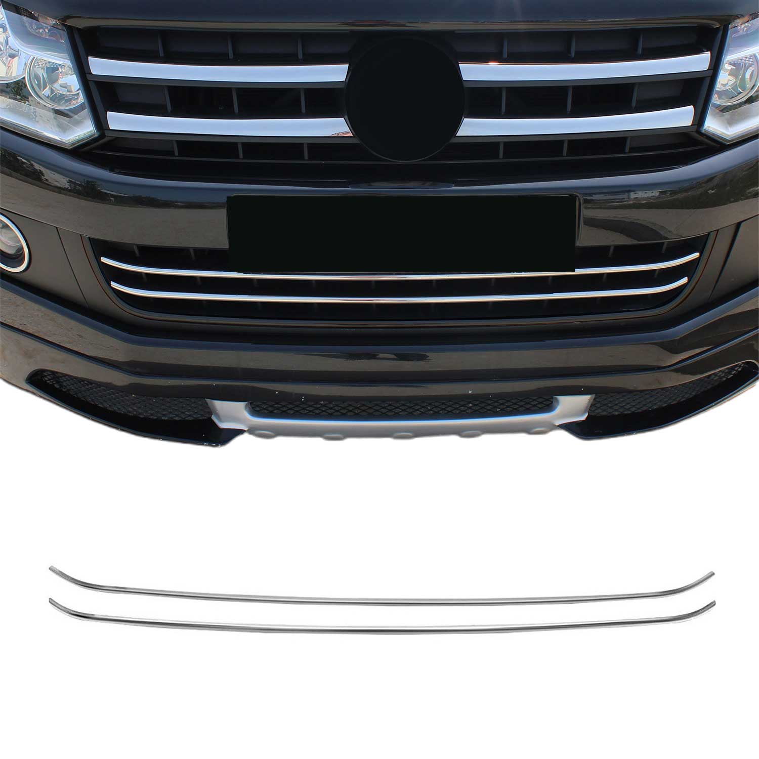 Kühlergrill Leisten Grillleisten für VW Amarok 2010-2016 Edelstahl Silber 2tlg