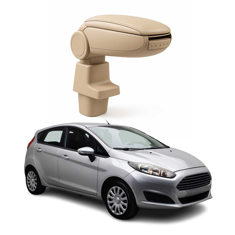 Mittelarmlehne Armlehne Mittelkonsole für Ford Fiesta 6 2008-2017 PU-Leder Beige