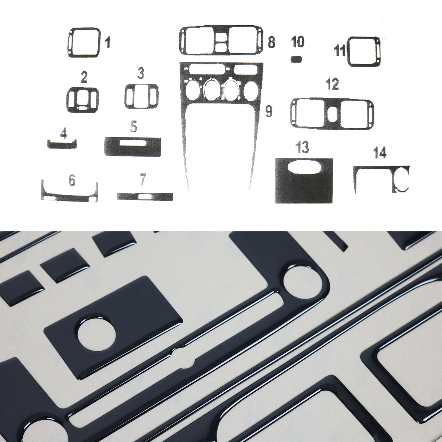 Innenraum Dekor Cockpit für Toyota Corolla 1997-2002 Limo Schwarz Optik 14tlg