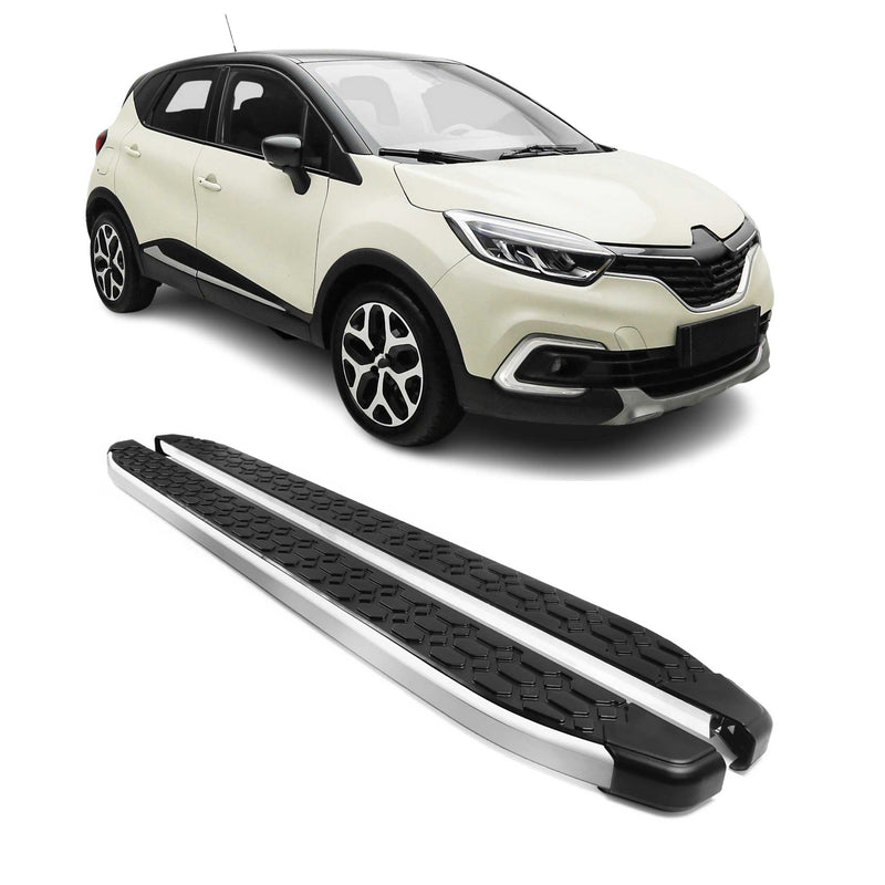 Alu Trittbretter Seitenschweller für Renault Captur 2013-2020 Schwarz Silber 2x