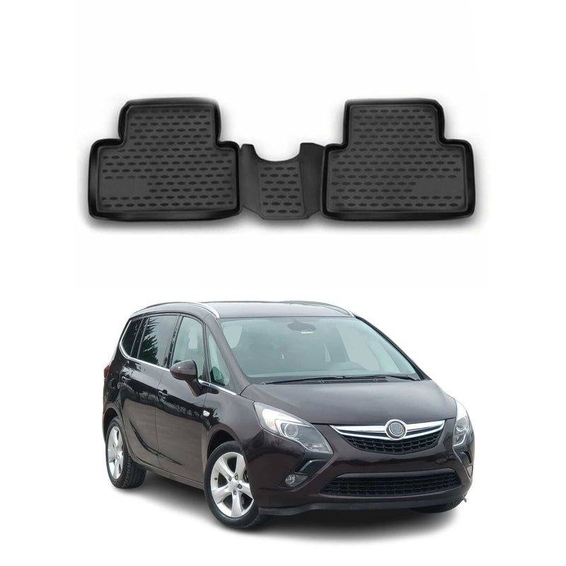 OMAC Gummimatten Fußmatten für Opel Zafira C 2011-2019 7-Sitz TPE Schwarz 2x