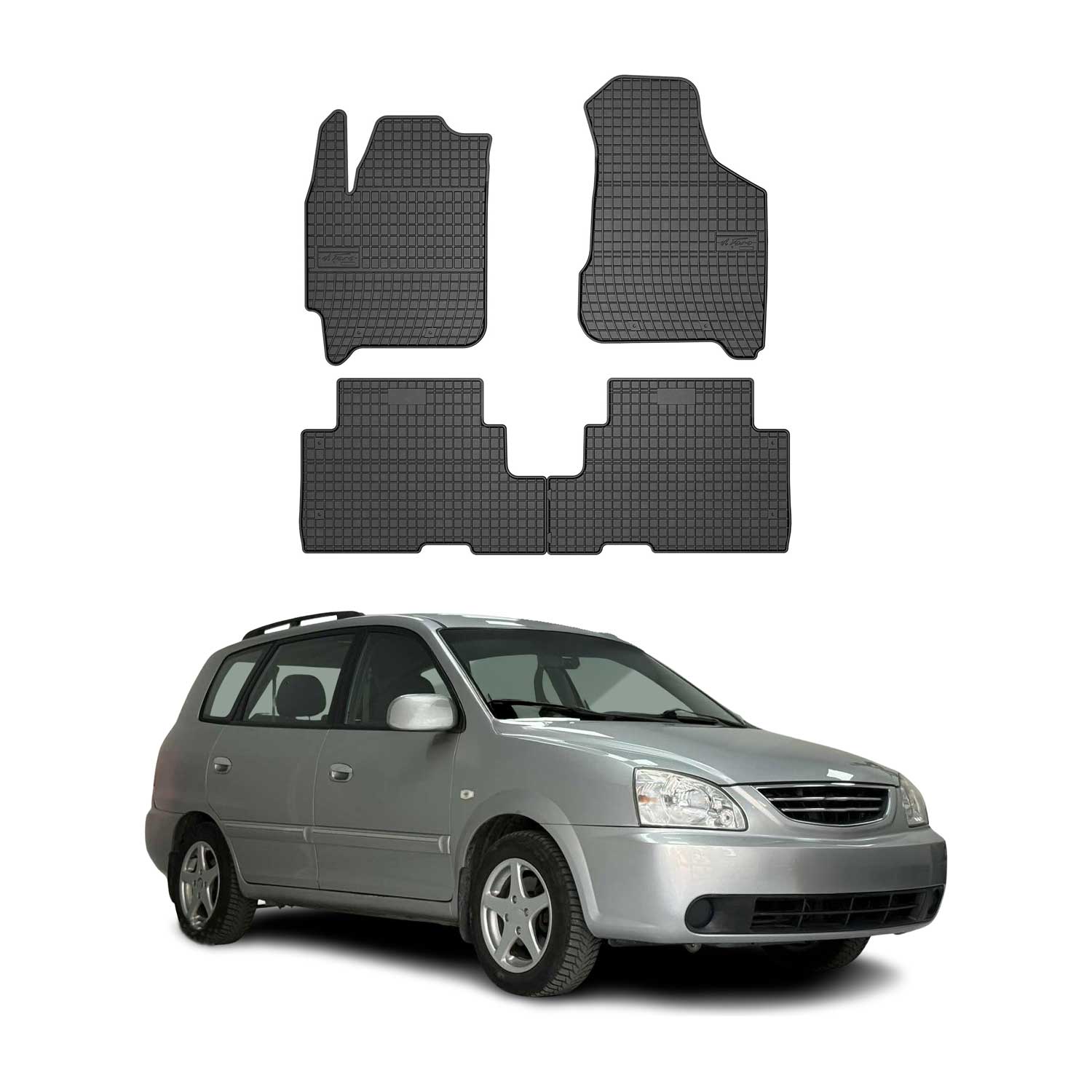 OMAC Gummi Fußmatten für Kia Carens 2002-2006 Automatten Gummi Schwarz 4tlg