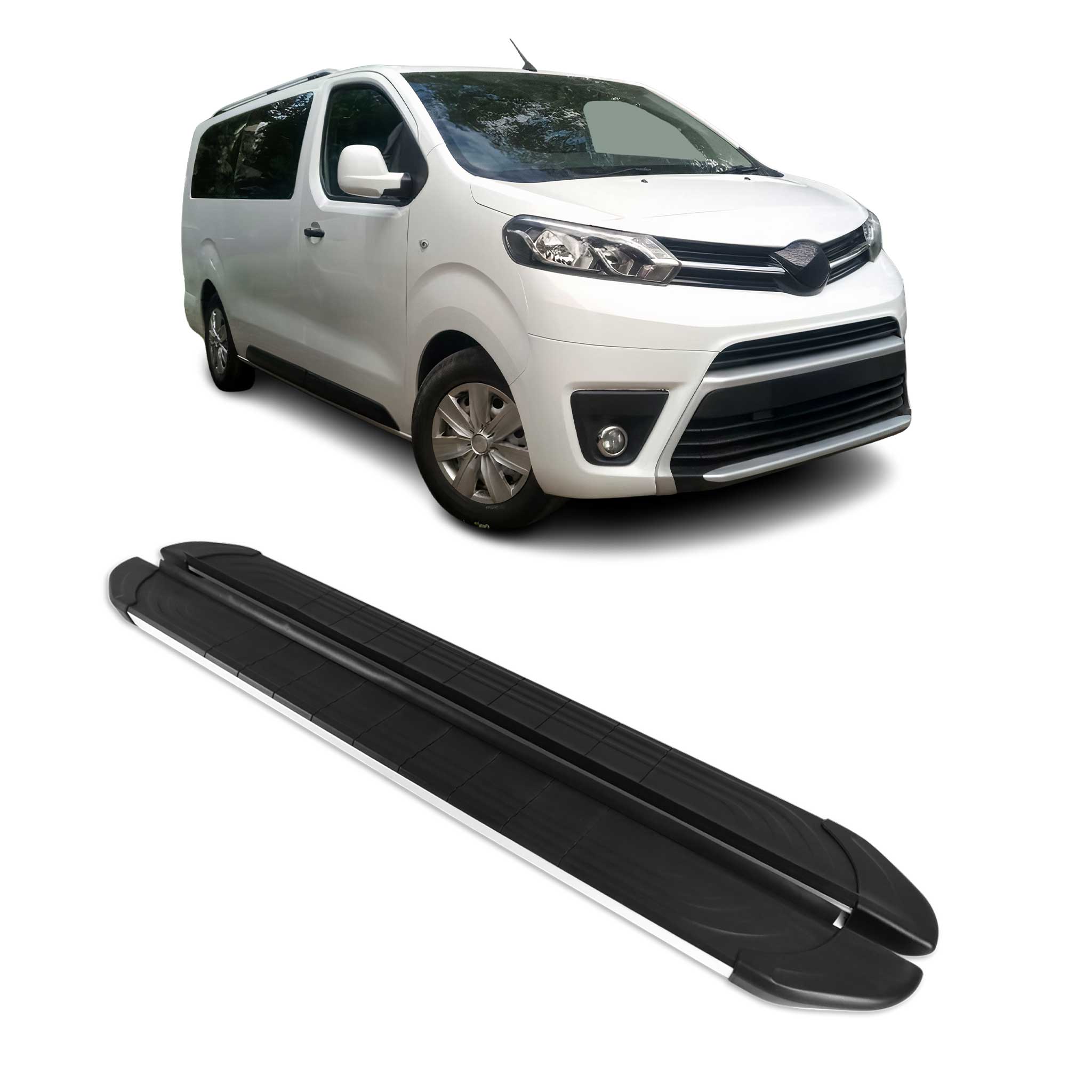 Trittbretter Seitenschweller für Toyota Proace 2016-2026 L2 L3 Alu Schwarz Grau