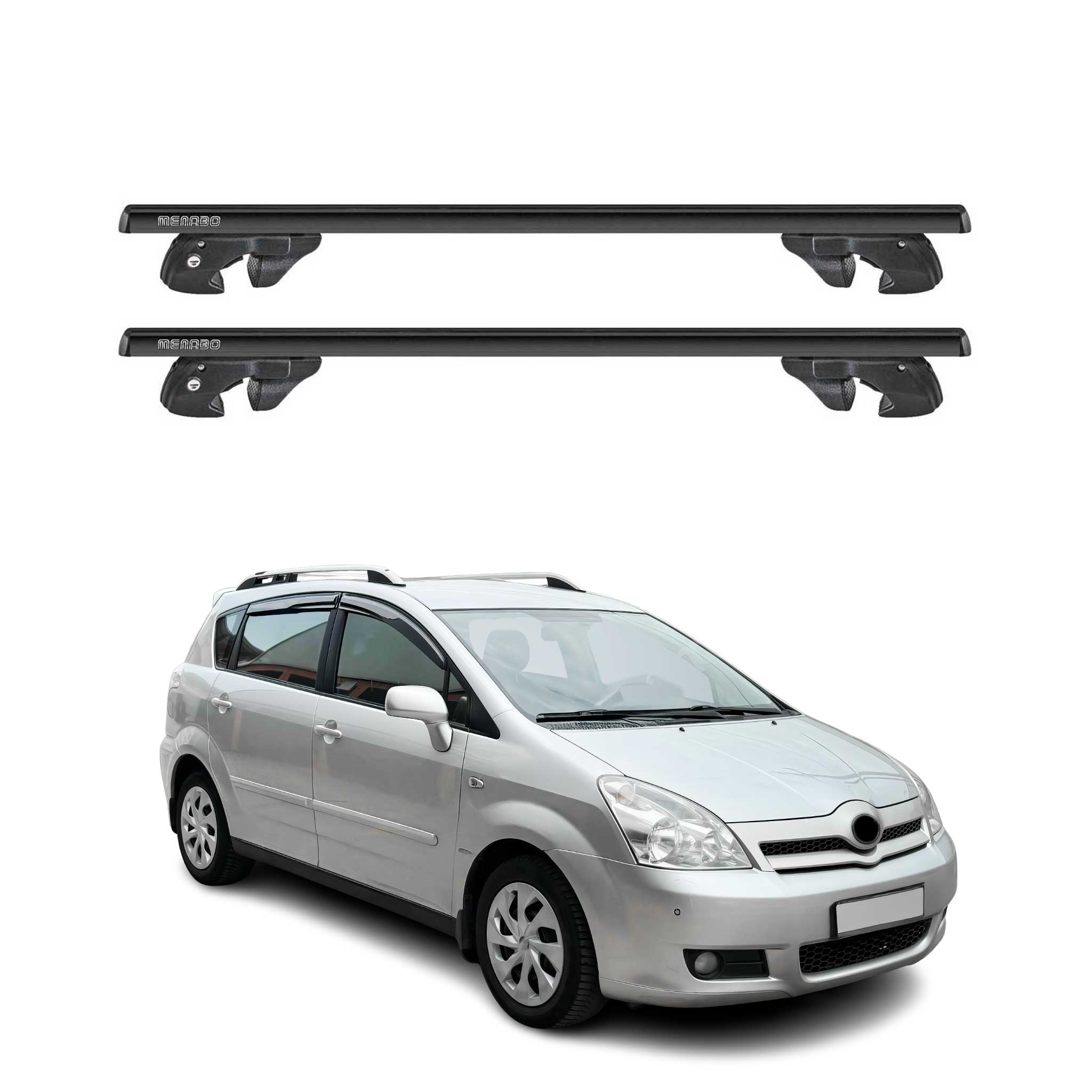 Dachträger Grundtäger für Toyota Corolla Verso R10 2001-2004 Alu TÜV Schwarz 2x