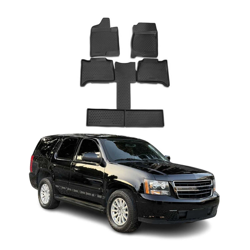 OMAC Gummimatten Fußmatten für Chevrolet Tahoe 2007-2014 7 Sitz TPE Schwarz 6x