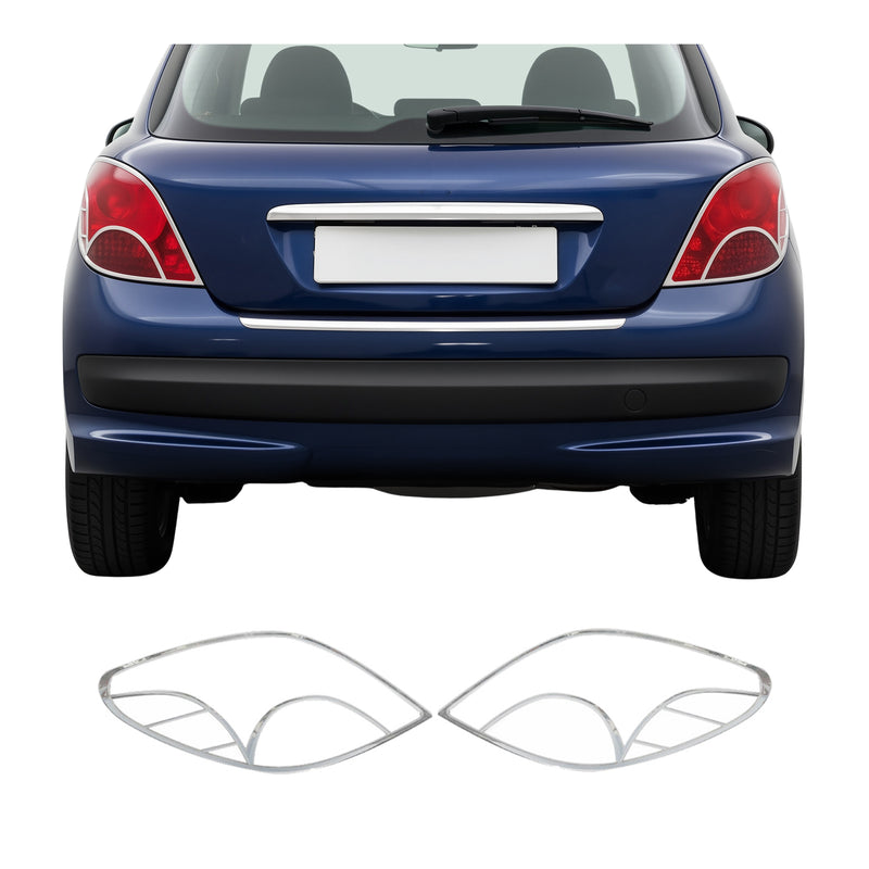 Rücklicht Leisten Heckleuchte für Peugeot 207 2006-2009 Chrom ABS Silber 2tlg