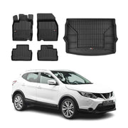 OMAC Fußmatten & Kofferraumwanne Set für Nissan Qashqai 2013-2021 Gummi TPE 5x