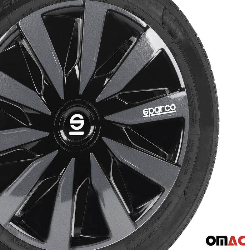 Radkappen Radzierblenden Sparco Lazio 14" Zoll Abdeckung Set Schwarz Grau 4x
