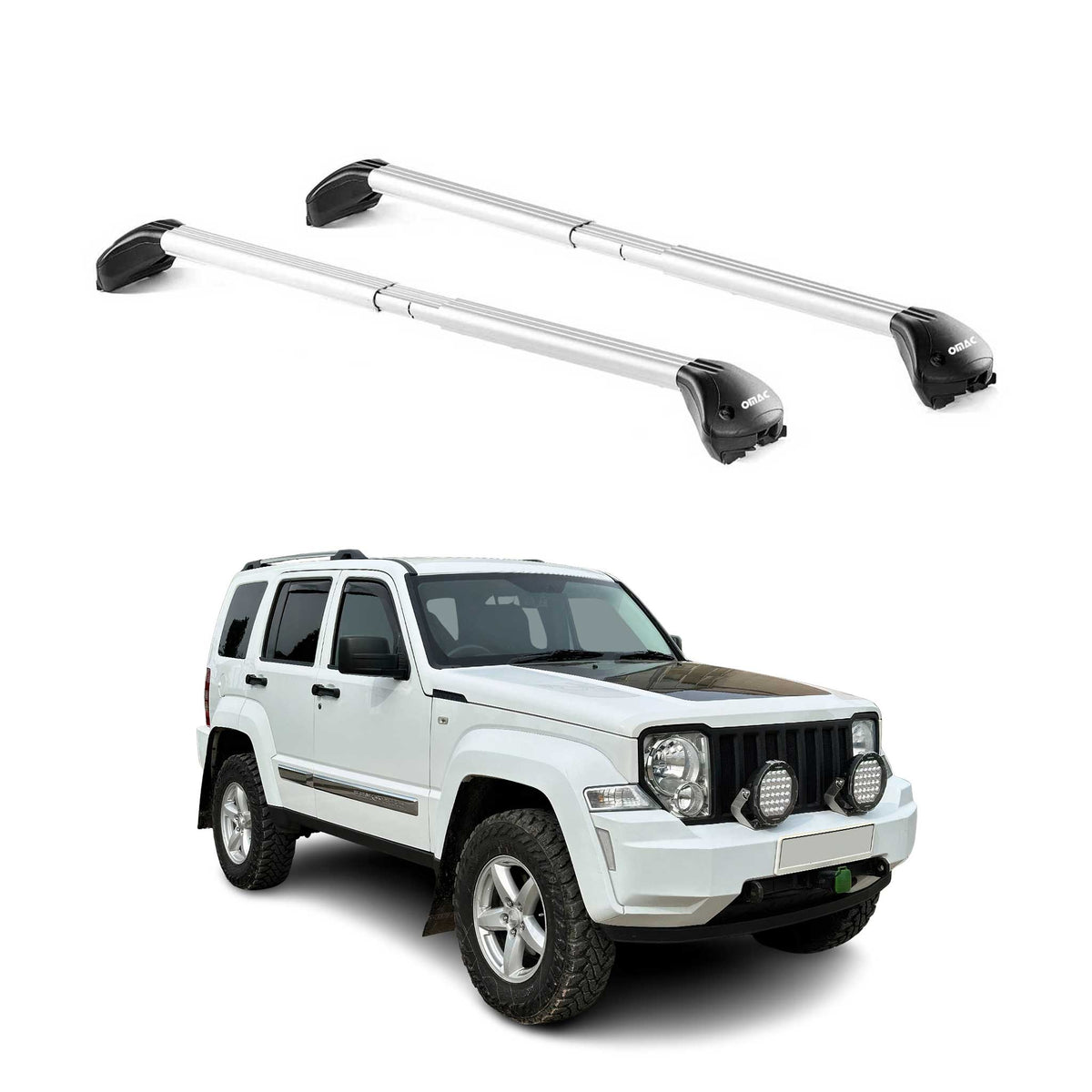Dachträger Grundtäger für Jeep Cherokee KK 2008-2013 100kg Alu Silber 2 tlg ABE
