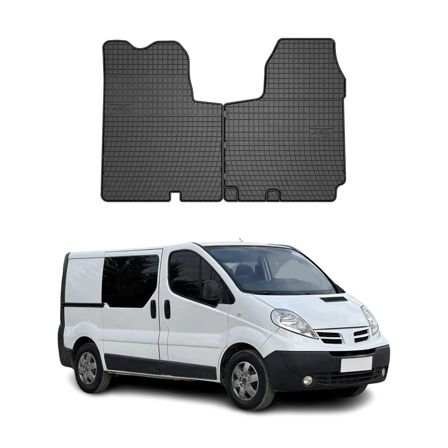 OMAC Gummi Fußmatten für Nissan Primastar 2006-2016 Automatten TPE Schwarz 2x