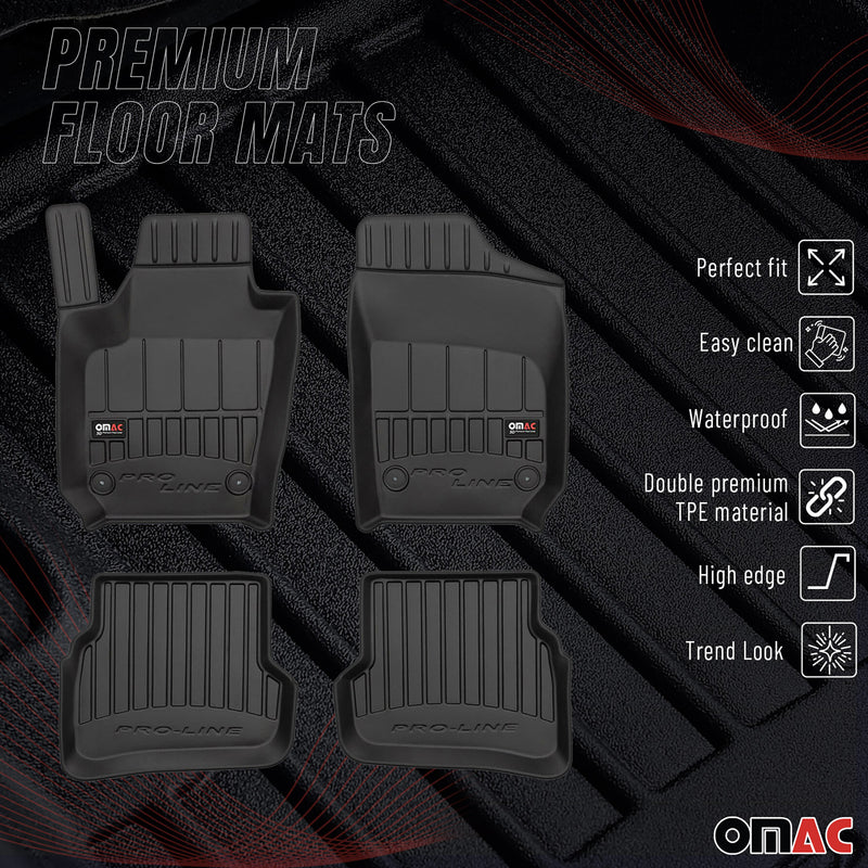 OMAC Gummi Fußmatten für VW Polo 2009-2017 Premium TPE 3D Automatten Schwarz 4x