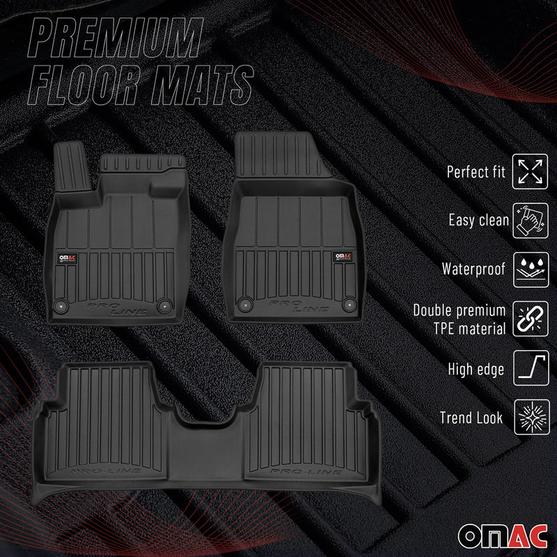 OMAC Gummi Fußmatten für VW ID.3 2019-2025 Premium TPE 3D Automatten Schwarz 3x