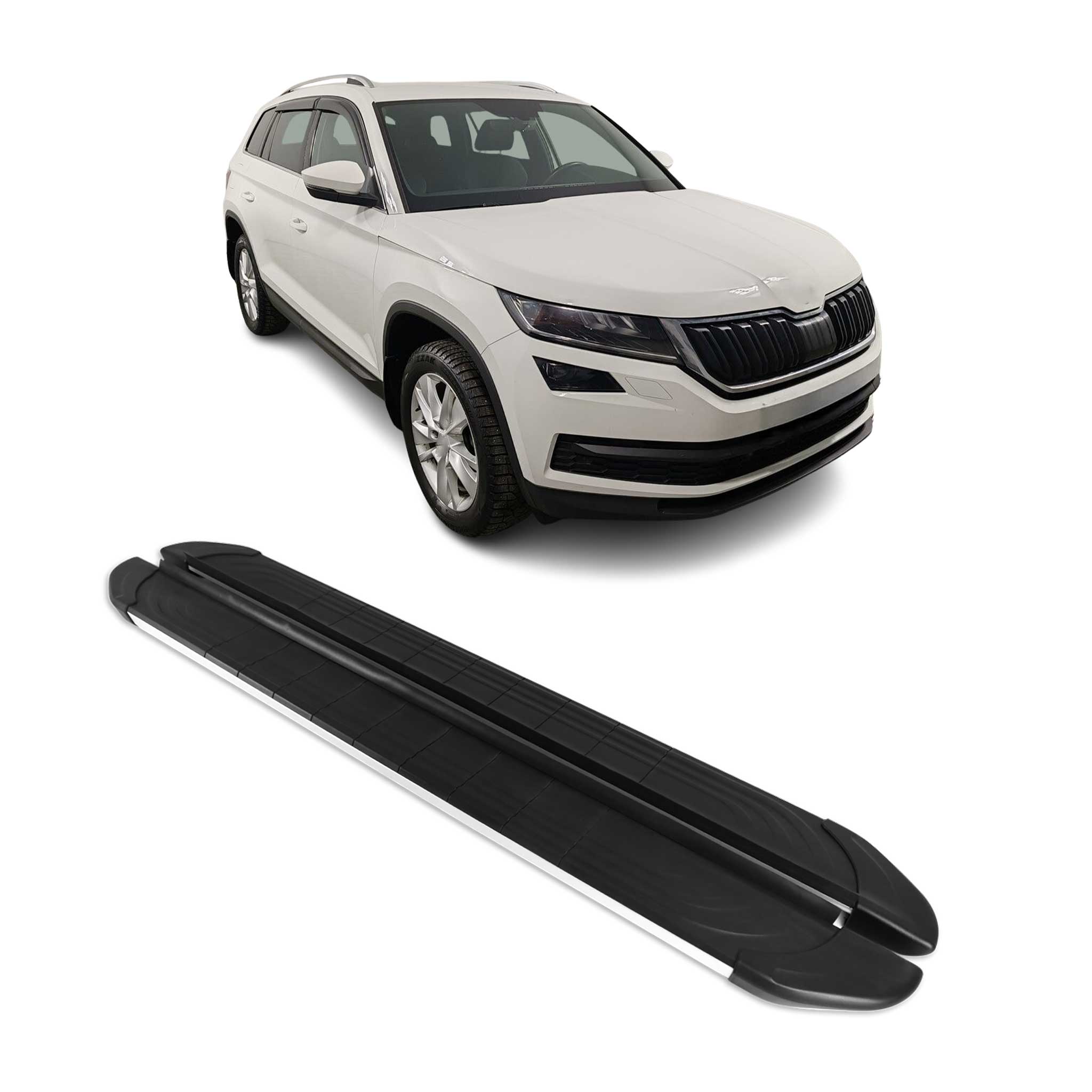 Trittbretter Seitenschweller für Skoda Kodiaq 2017-2023 Aluminium Schwarz Silber