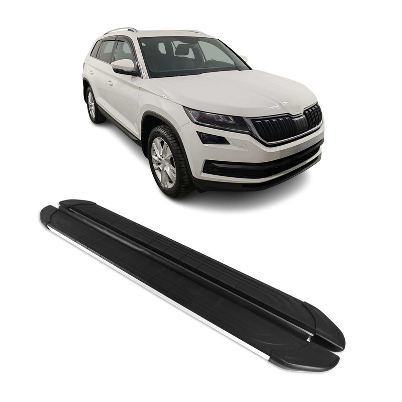 Trittbretter Seitenschweller für Skoda Kodiaq 2017-2023 Aluminium Schwarz Silber