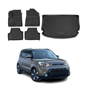 Fußmatten & Kofferraumwanne Set für Kia Soul 2014-2019 Gummi TPE Schwarz 5x