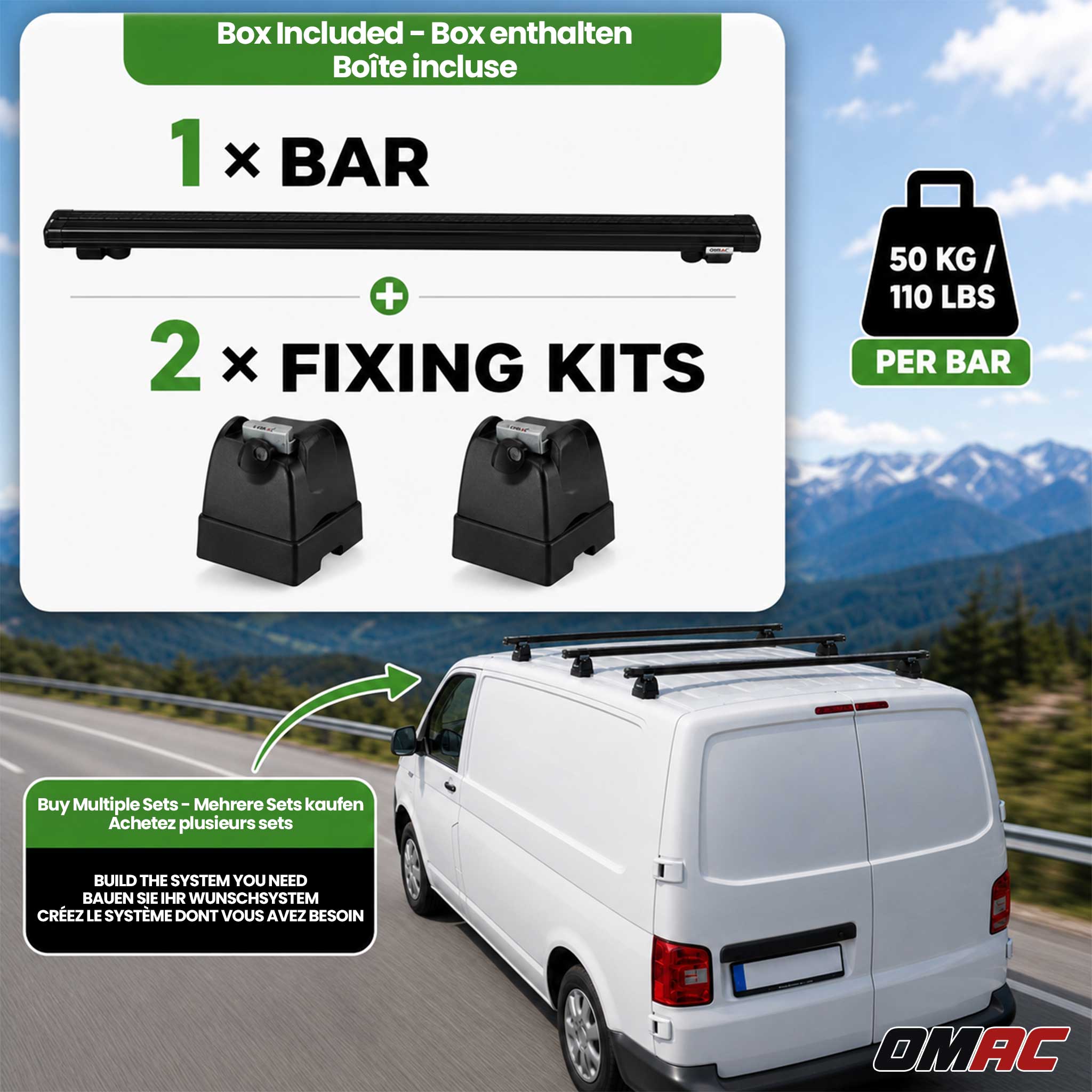Dachträger für Peugeot Traveller 2016-2026 H1 1-Träger Stahl Schwarz