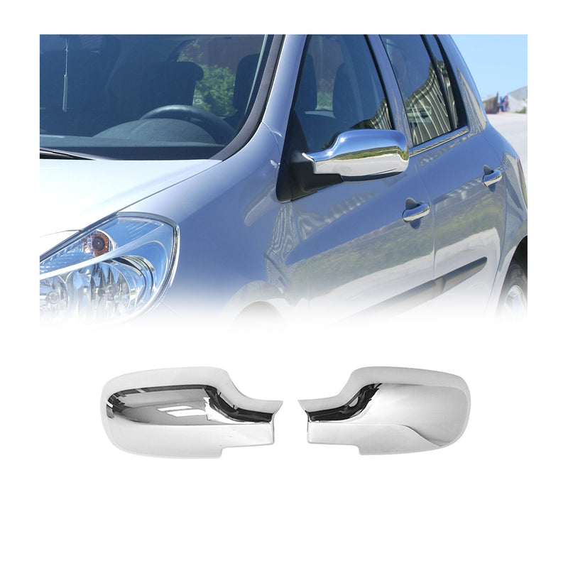 Spiegelkappen Spiegelabdeckung für Renault Clio 2005-2013 Edelstahl Silber 2tlg