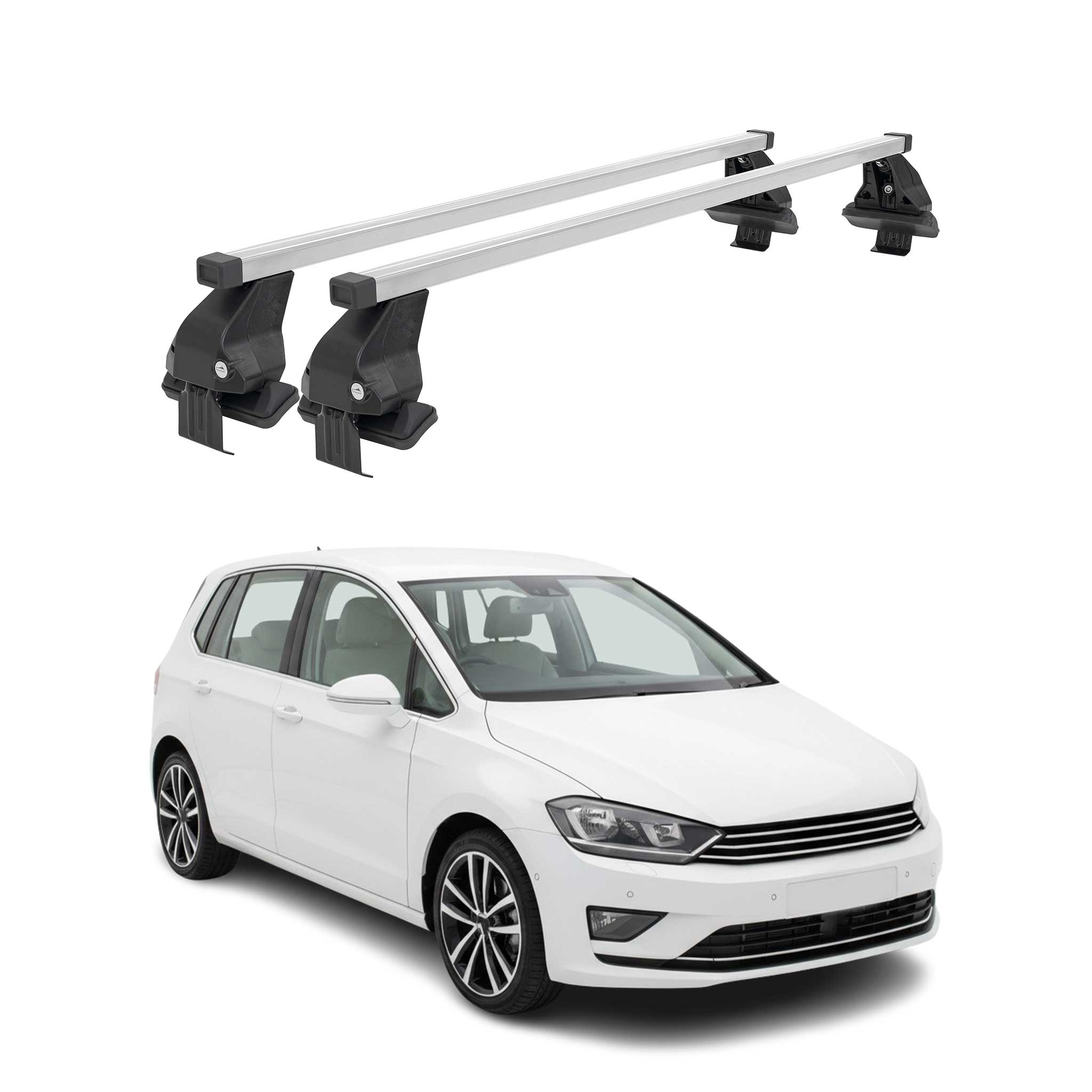 Menabo Dachträger Grundtäger für VW Golf Sportsvan 2014-2020 50kg Stahl Grau 2x