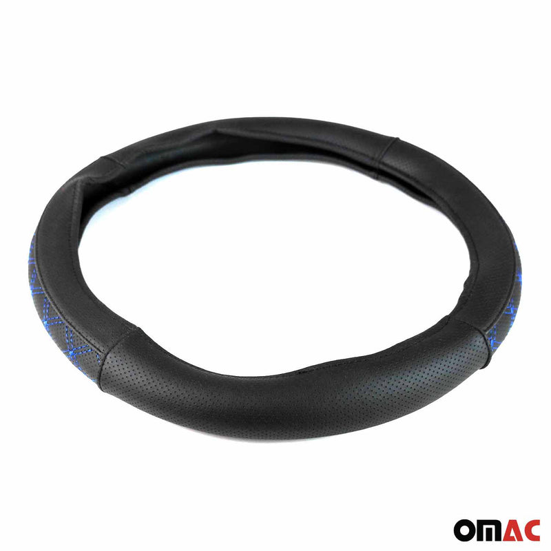 Lenkradbezug Lenkradschoner Lenkrad abdeckung Schwarz Blau Stiche Ø 38-40 cm