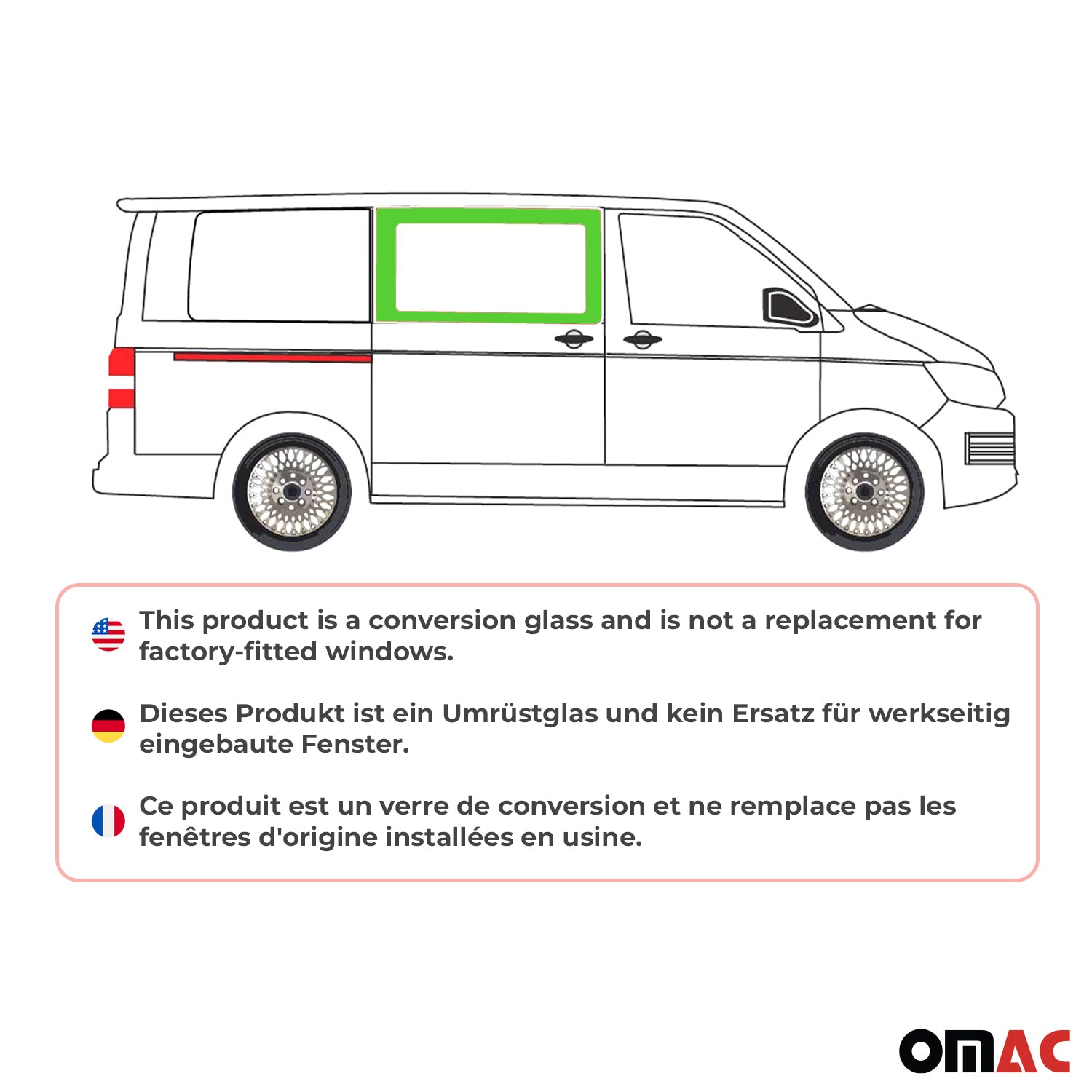 Seitenfenster Auto Seitenscheibe für VW T5 2003-2015 Rechts Schiebetür L1 L2