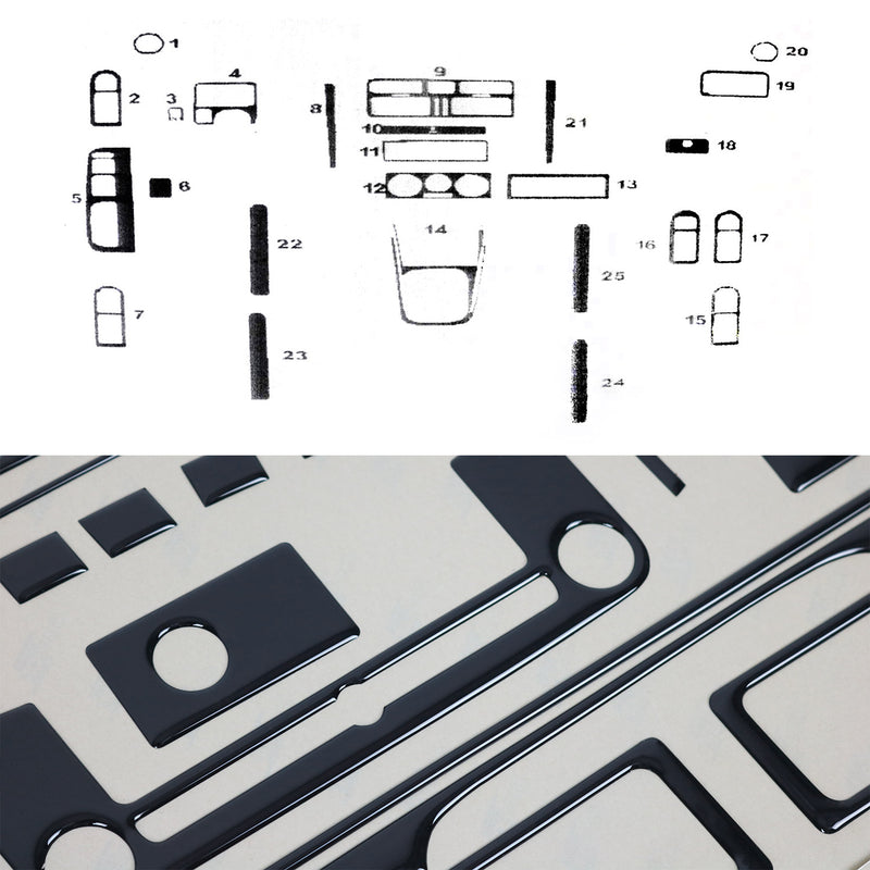 Innenraum Dekor Cockpit für VW Bora 1998-2005 Piano Schwarz Optik 25tlg