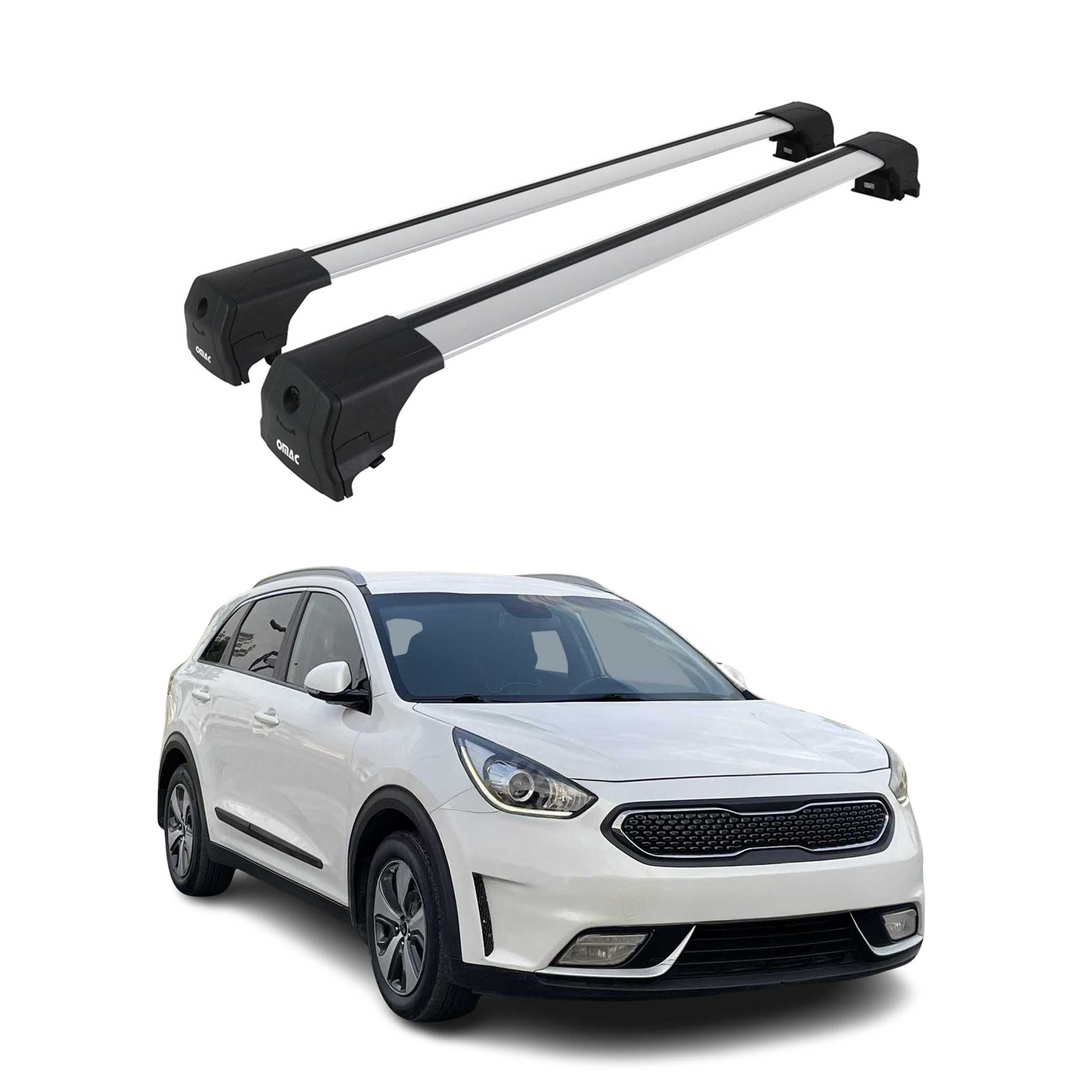 Dachträger Grundtäger für Kia Niro I 2017-2022 75kg Aluminium Silber 2 tlg