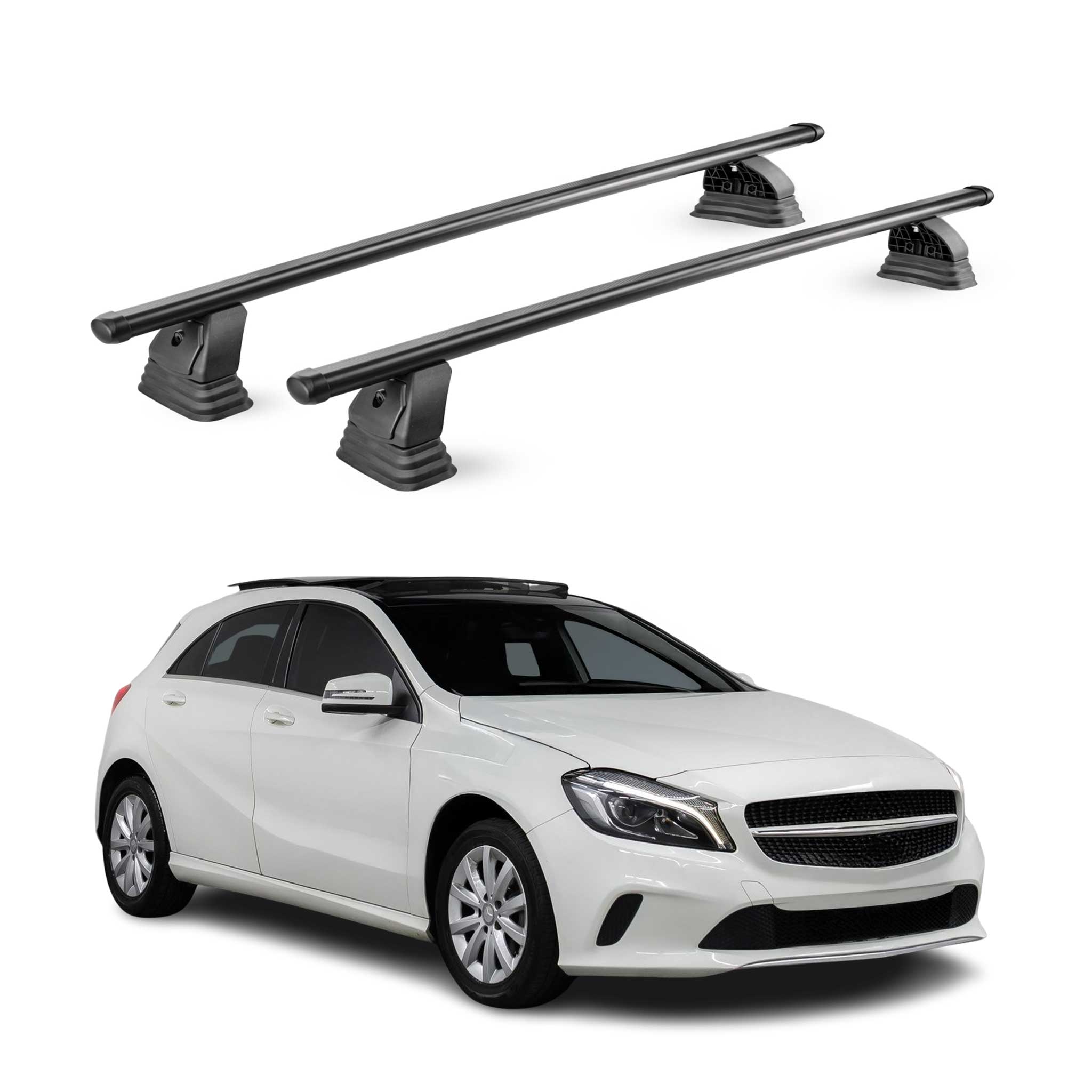 Stahl Dachträger für Mercedes A Klasse W176 2012-2018 TÜV 75 kg 2tlg Schwarz