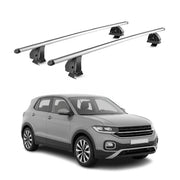 Alu Dachträger für VW T-Cross (Ohne Dachreling) 2018-2026 TÜV T-Nut 2tlg Silber