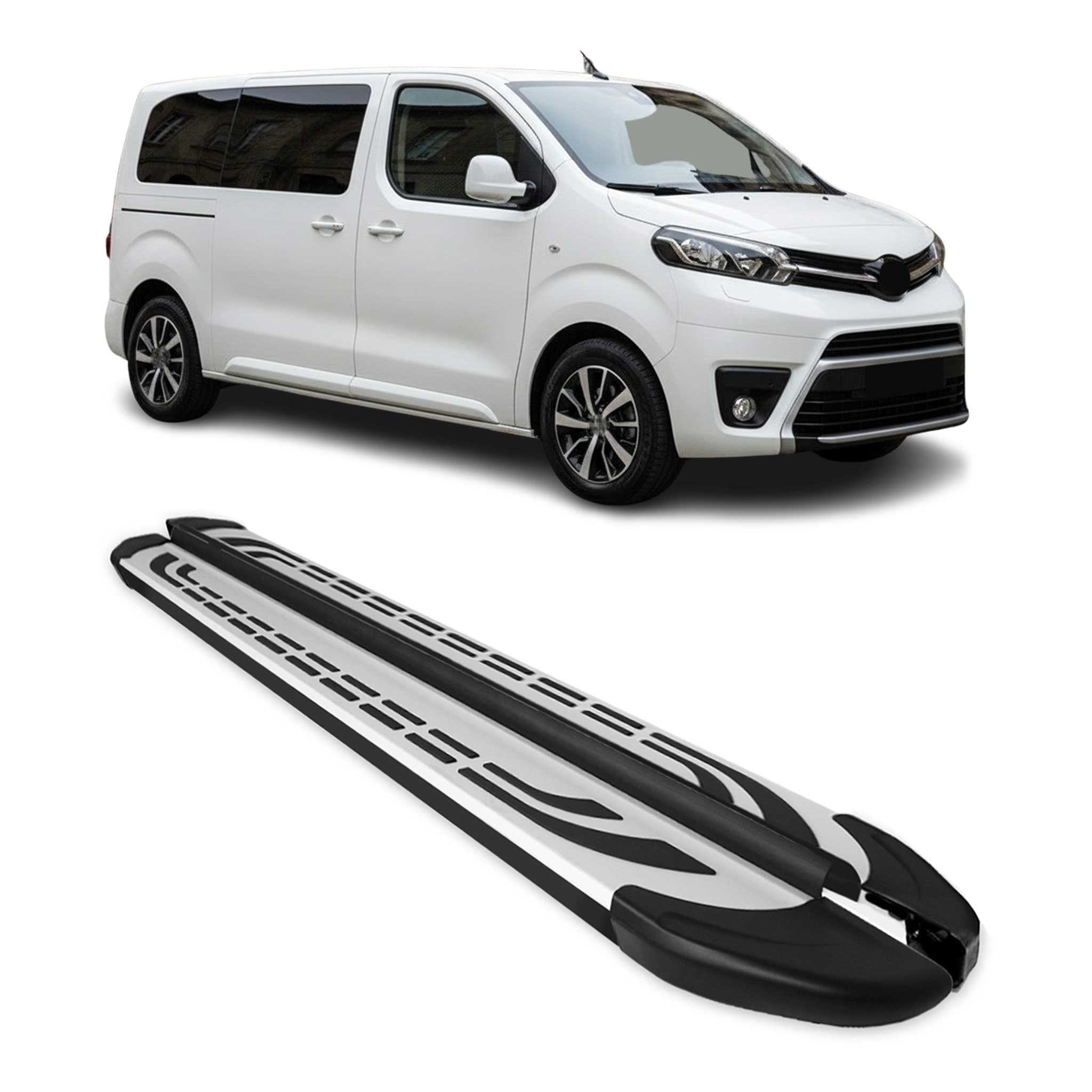 Trittbretter Seitenschweller für Toyota Proace 2016-2026 Kurzer Schwarz Alu