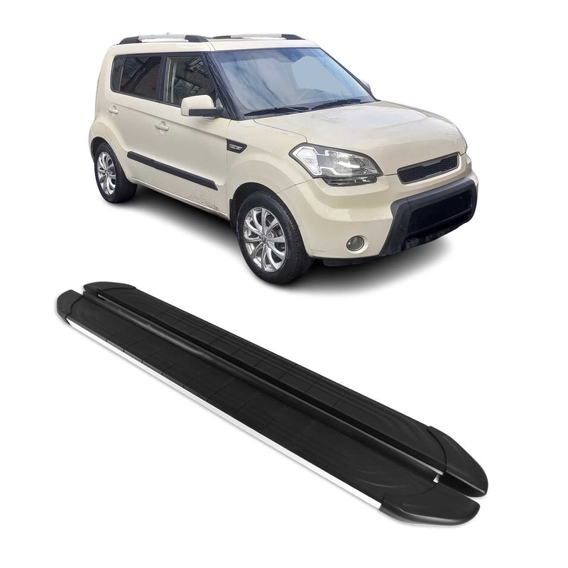 Trittbretter Seitenschweller für Kia Soul 2008-2015 Aluminium Schwarz Silber 2x