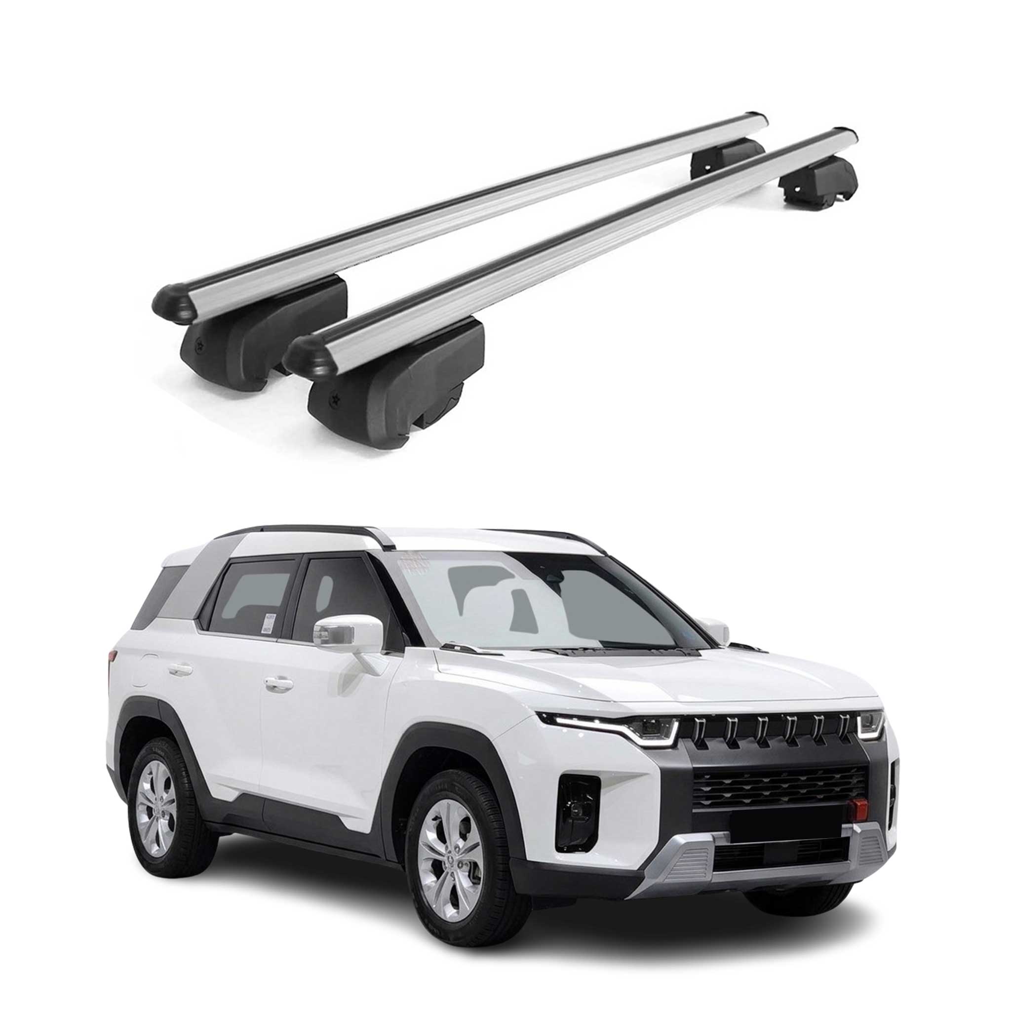 Dachträger Grundträger für SsangYong Torres / KGM Torres 2022-2026 Alu Silber 2x
