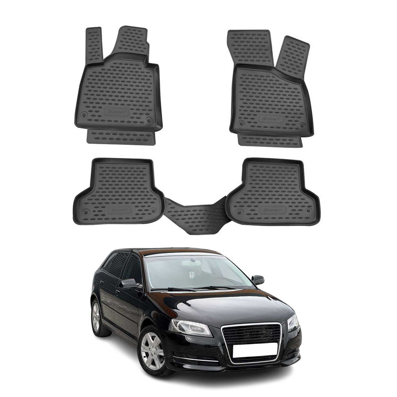 OMAC Gummimatten Fußmatten für Audi A3 Sportback 3tür 2003-2013 Schwarz 4x