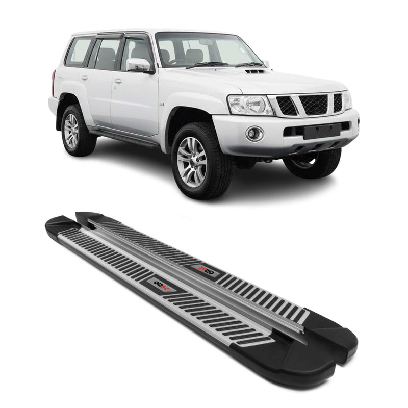 Trittbretter Seitenbretter Seitenschweller für Nissan Patrol 2013-25 Alu Schwarz