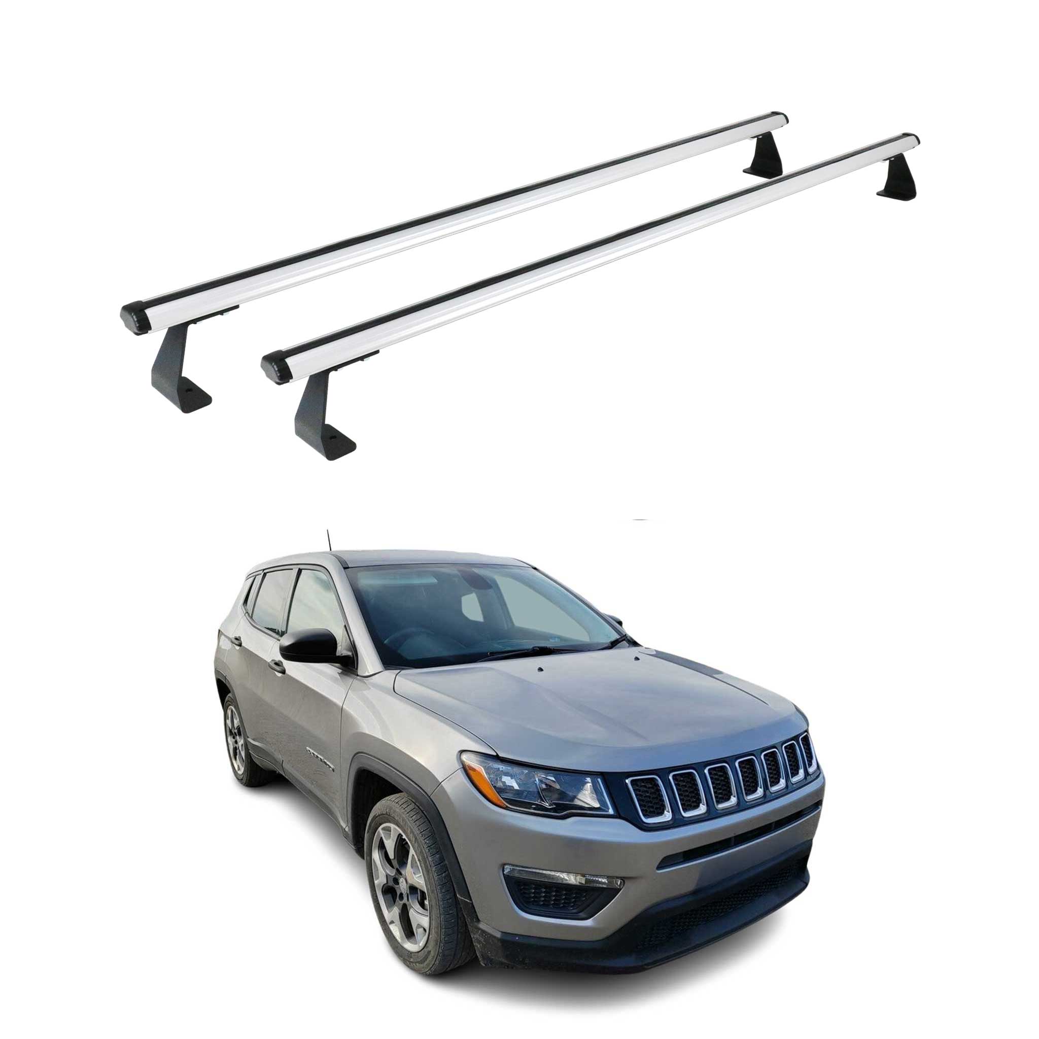 Dachträger Grundtäger für Jeep Compass II 2017-2025 75kg Aluminium Silber 2x