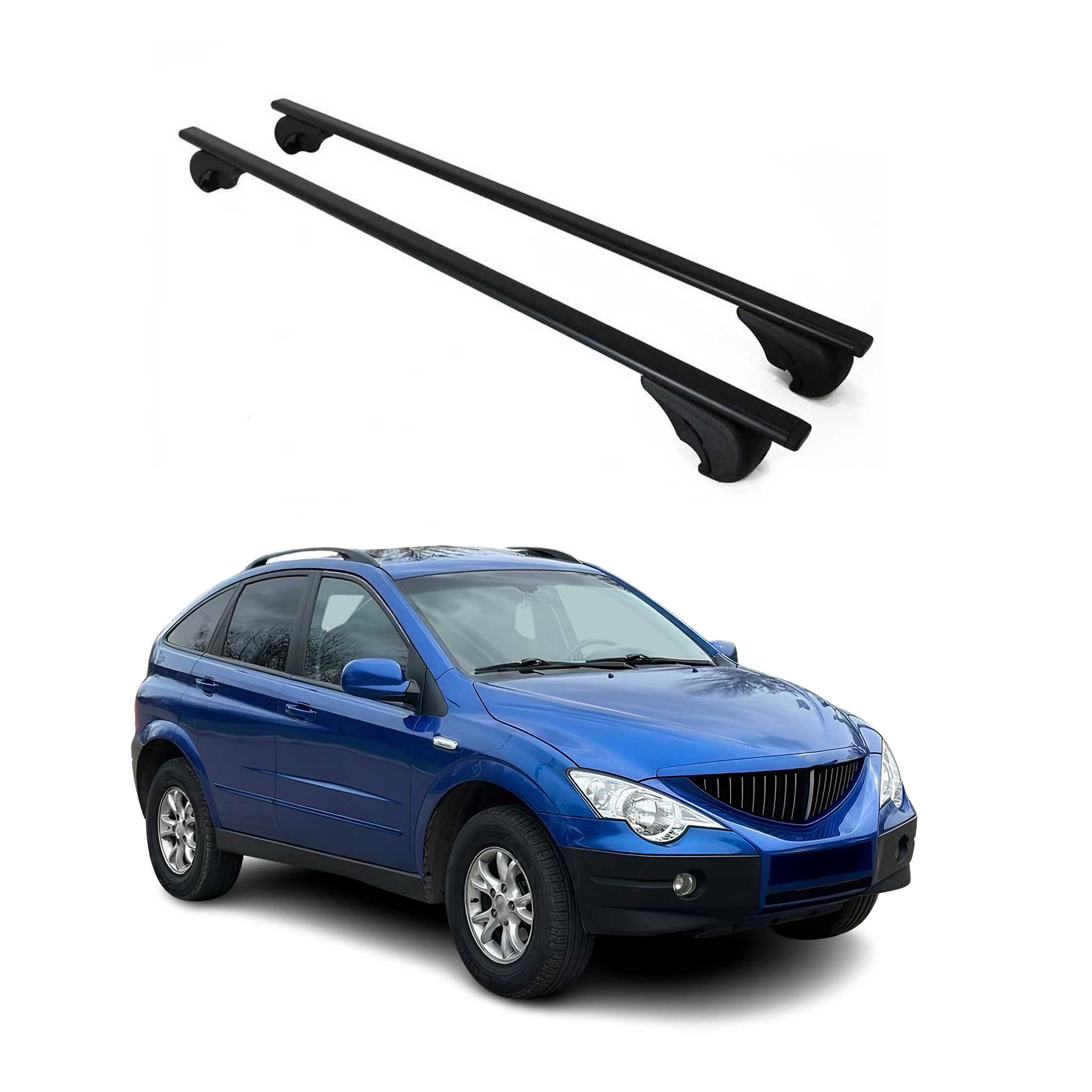 Dachträger Grundtäger für SsangYong Actyon 2006-2011 75kg Metall Schwarz 2 tlg