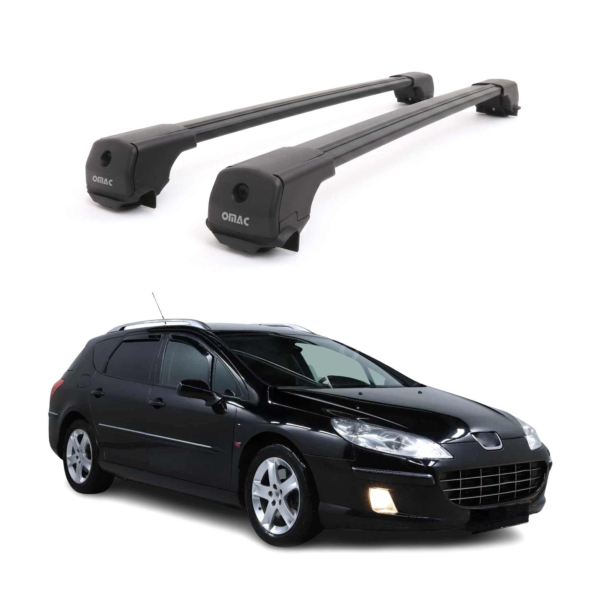 Dachträger Grundträger für Peugeot 407 Kombi 2004-2011 Aluminium 75kg Schwarz 2x