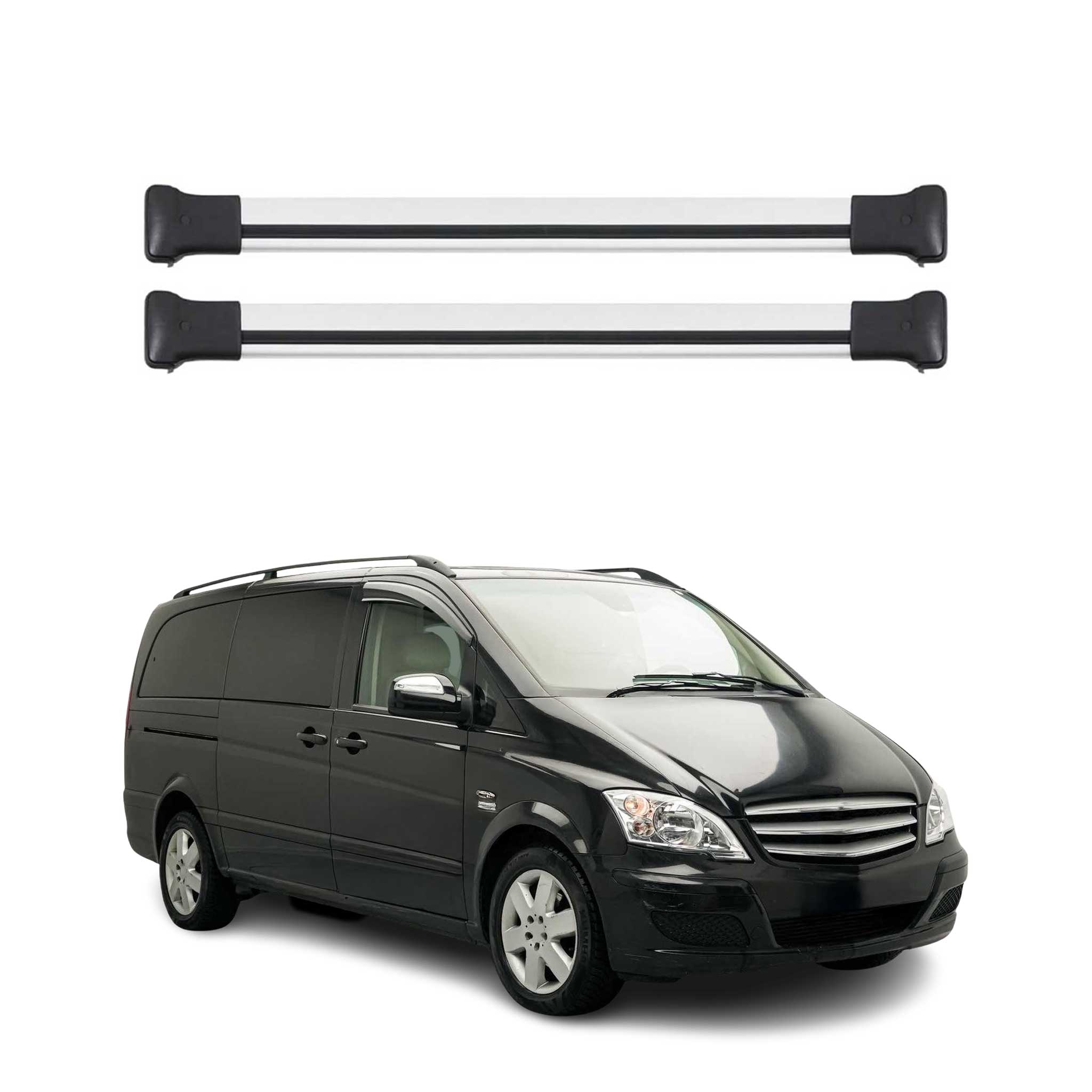 Dachträger Grundtäger für Mercedes Vito Viano W639 2003-2014 75kg Alu Silber 2x