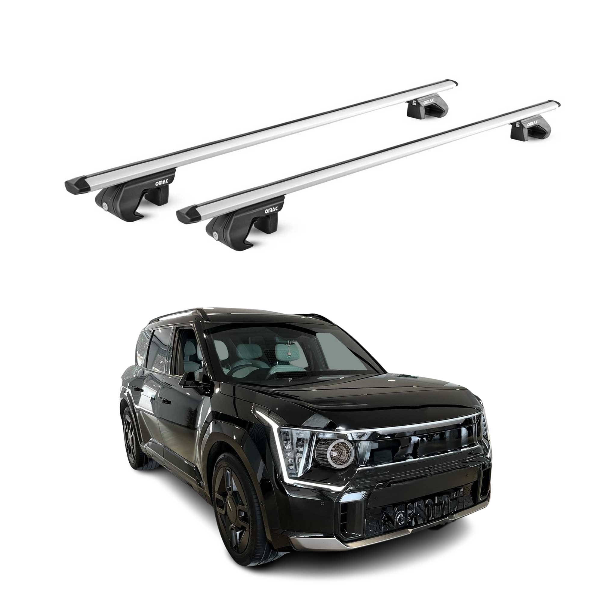 Dachträger Grundtäger für Kia EV9 2023-2026 90kg Aluminium Silber 2 tlg ABE