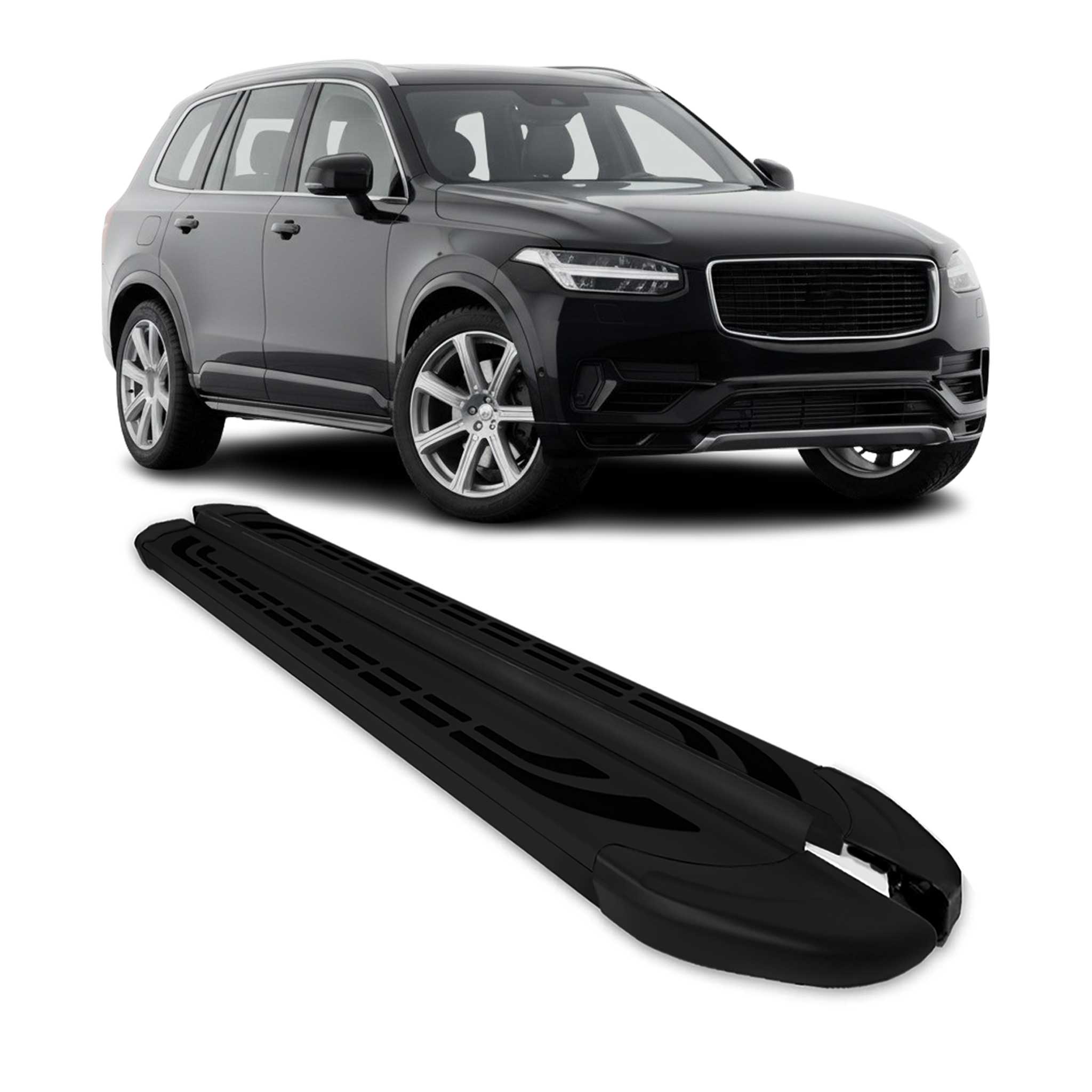 Trittbretter Seitenschweller Seitenbretter für Volvo XC 90 2015-2026 Alu Schwarz