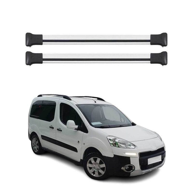 Dachträger Grundtäger für Peugeot Partner Tepee 2008-2018 75kg Alu Silber 2 tlg