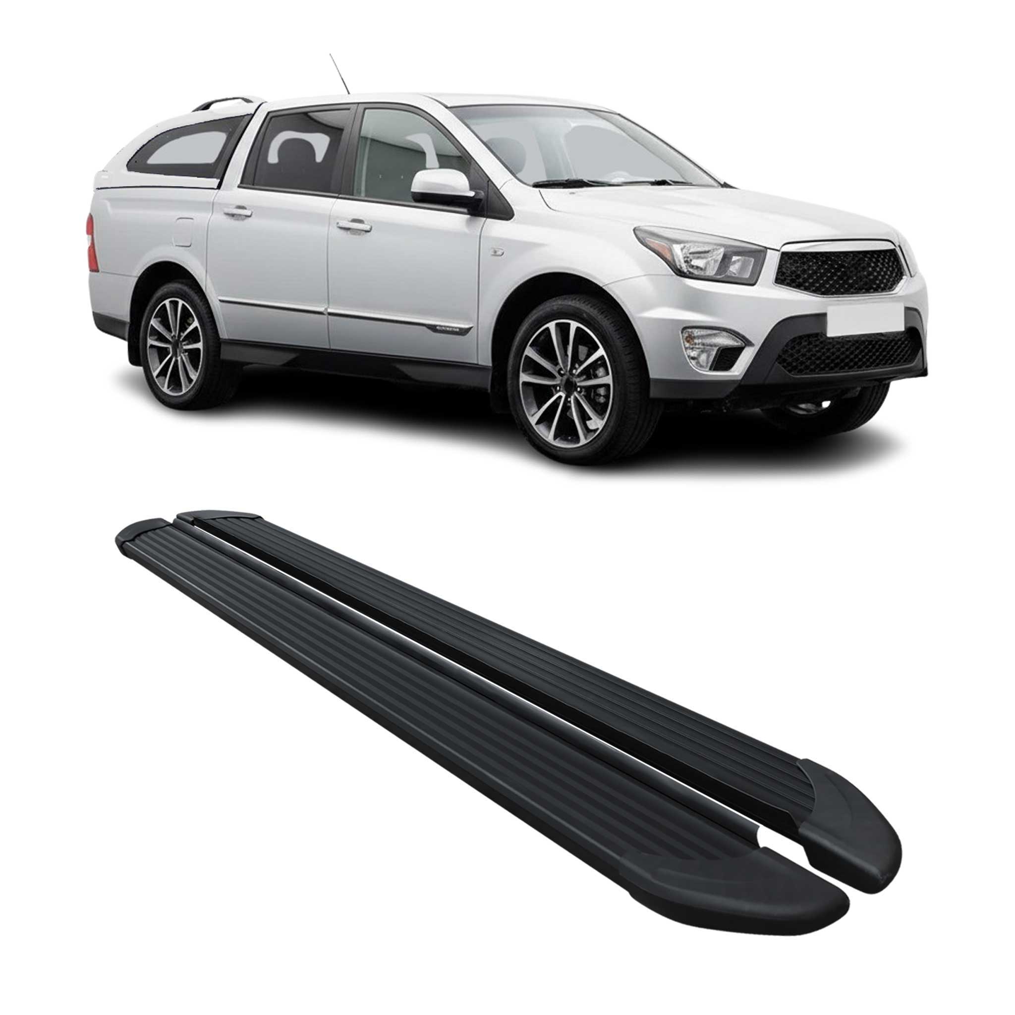 Schweller Trittbretter Schweller für Ssangyong Korando Sport 2012-18 Alu Schwarz