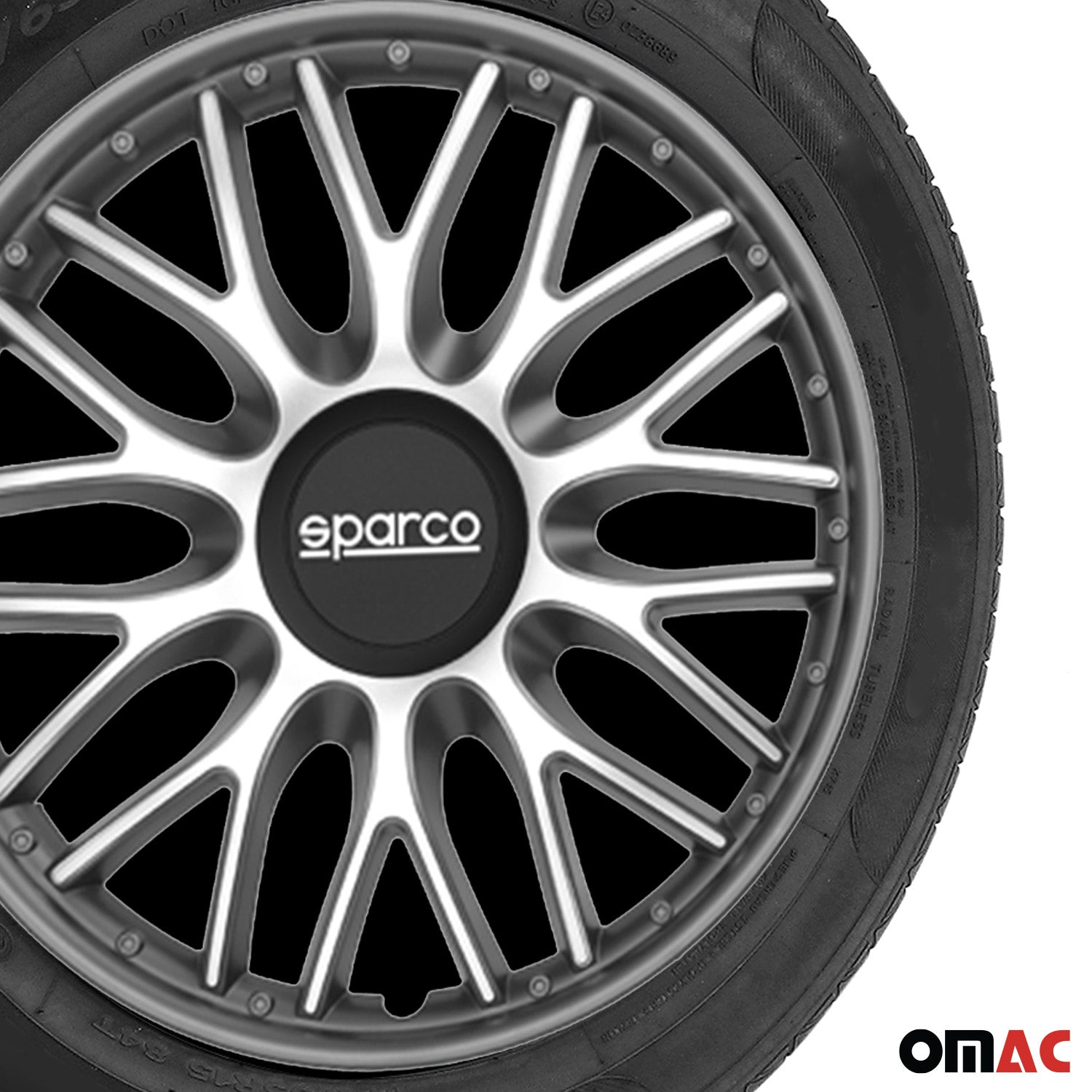Radkappen Radzierblenden Sparco Roma 16" Zoll Auto Abdeckung Set Silber Grau 4x