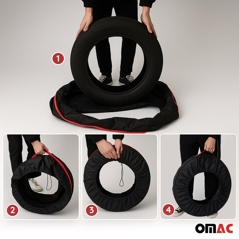 Reifentaschen Set Schutzhülle Reifenhülle 4 teilig für 14" bis 17" Felgen Tasche