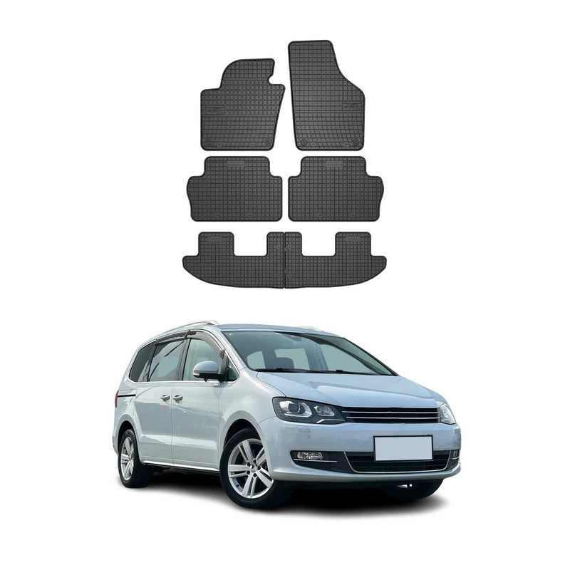 Fußmatten Automatten für VW Sharan II 2010-2023 Gummimatte Schwarz 6 tlg