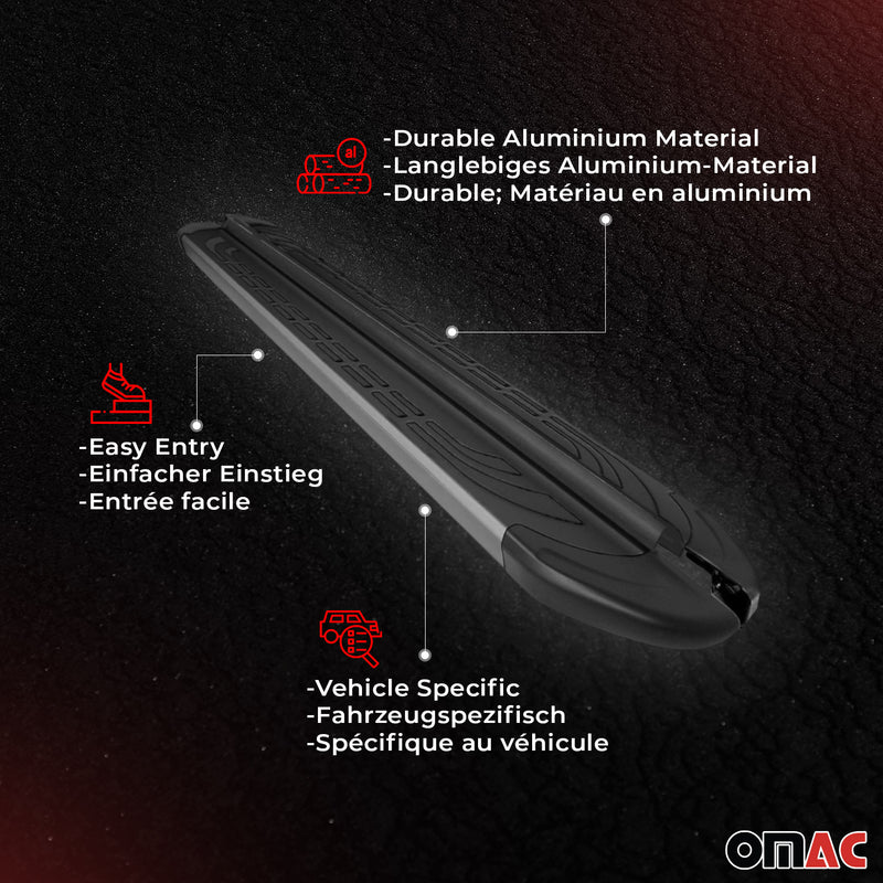 Trittbretter Schweller Seitenbretter für Renault Kadjar 2015-2024 Alu Schwarz