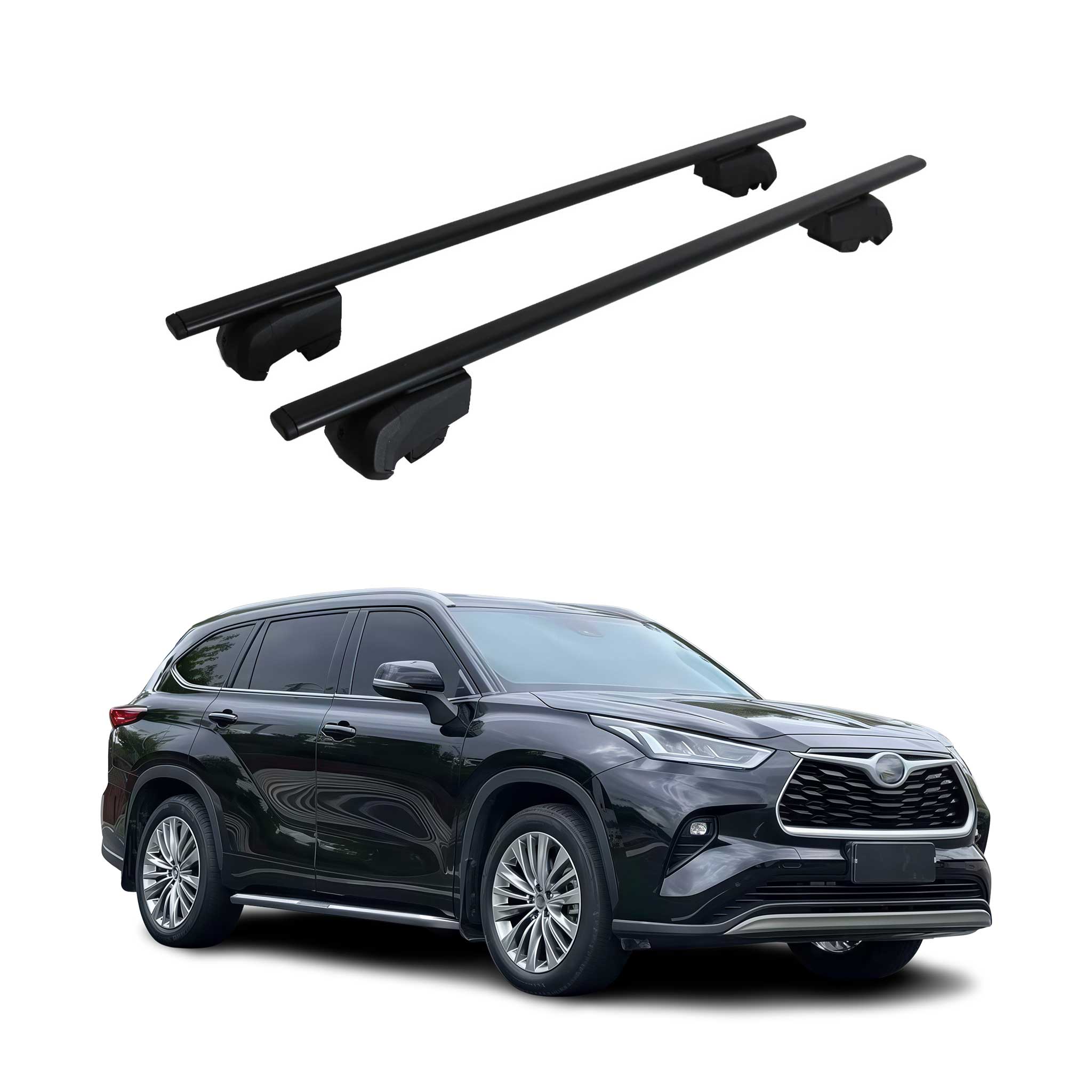 Dachträger Grundtäger für Toyota Highlander 2019-2023 75kg Metall Schwarz 2 tlg