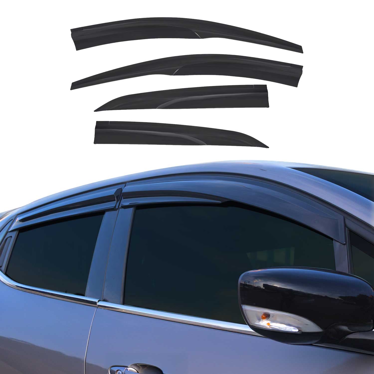 4x Windabweiser Regenabweiser für Toyota Corolla 2013-2019 Acryl Dunkel