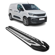 Trittbretter Seitenschweller für Peugeot Partner 2018-2026 Van L2 Silber Schwarz